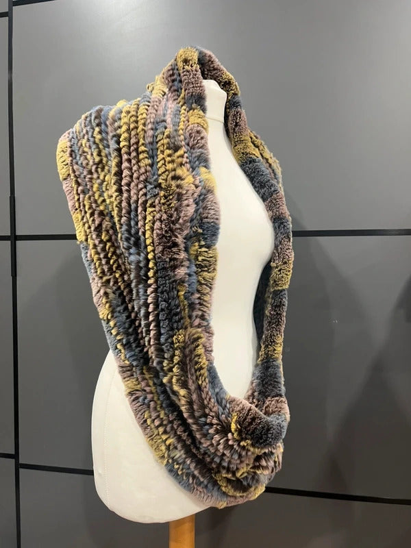 Vintage Rabbit Fur Scarf Wrap Shawl colourful