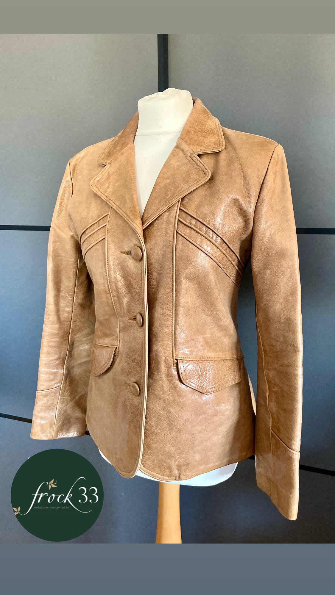Vintage Clothing - Leather Jacket - Light Brown - Size 10- Frock 33