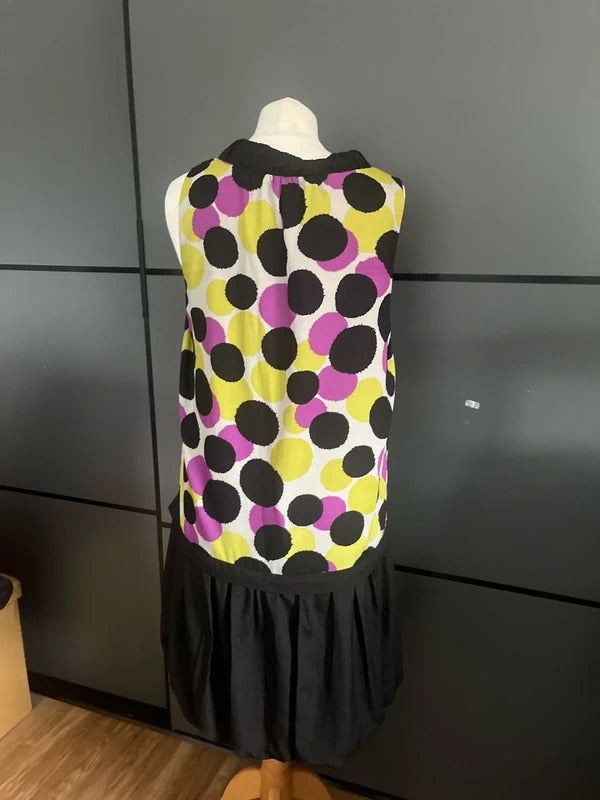 Vintage Dress| Black with Coloured Spots | Bubble Hem | Drop Waist | Teatroo