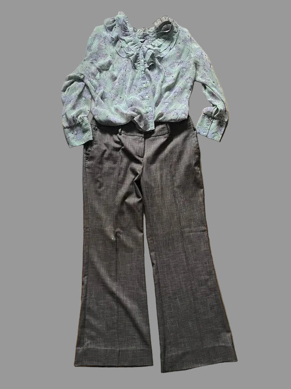 Vintage Trouser Suit | With Blouse | 90s | size 14| Brown