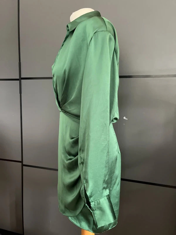 Preloved Dress | Zara | Green Wrap Dress | Size L 12/14