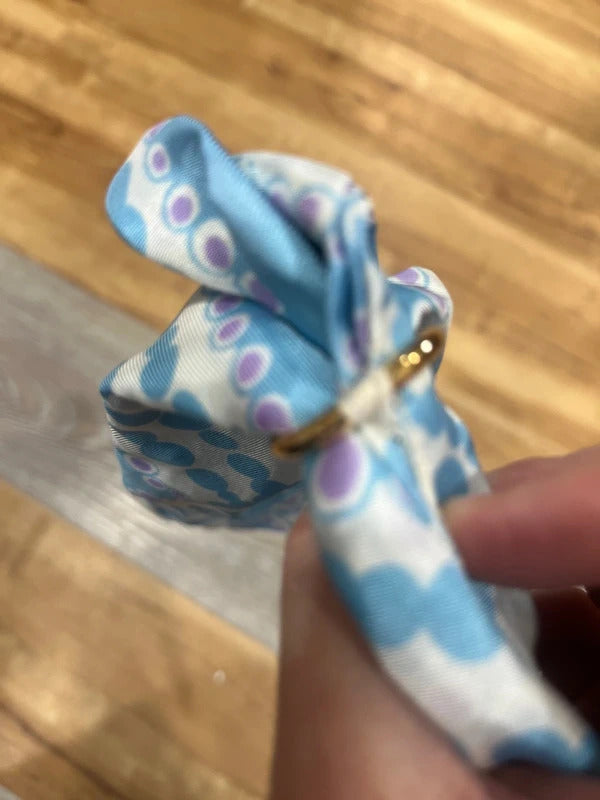 Vintage neck scarf head band blue Liliac white