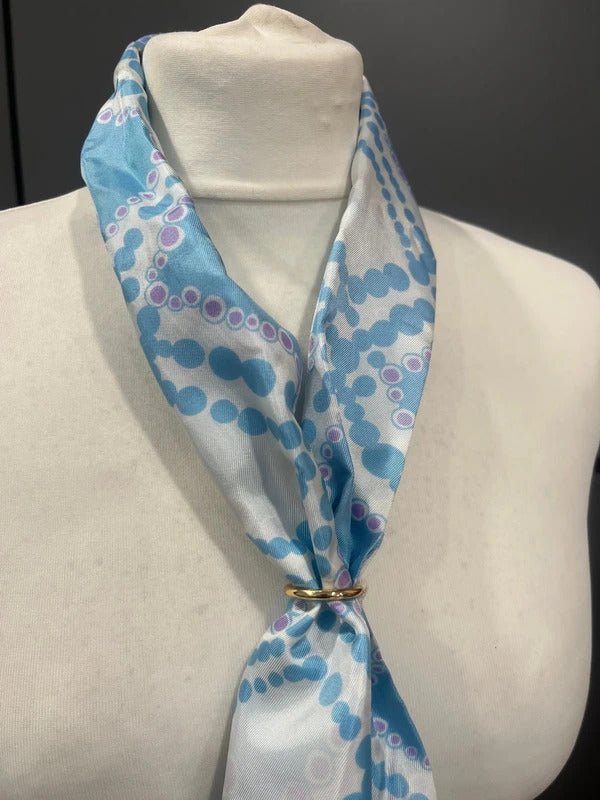 Vintage neck scarf head band blue Liliac white