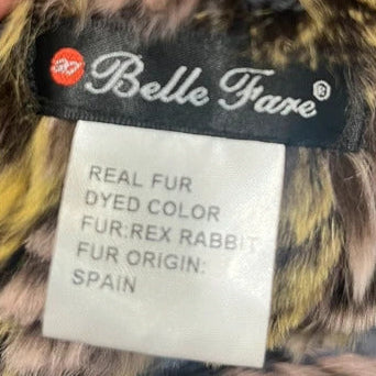 Vintage Rabbit Fur Scarf Wrap Shawl colourful