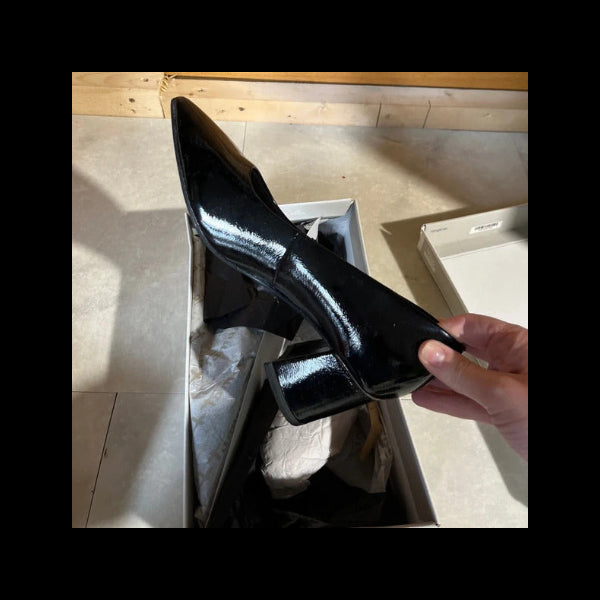 Black Patent Court Shoes | Block Heel | Size 5UK |BNIB| Tamaris