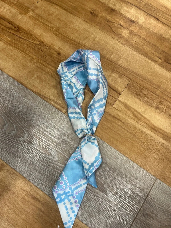 Vintage neck scarf head band blue Liliac white