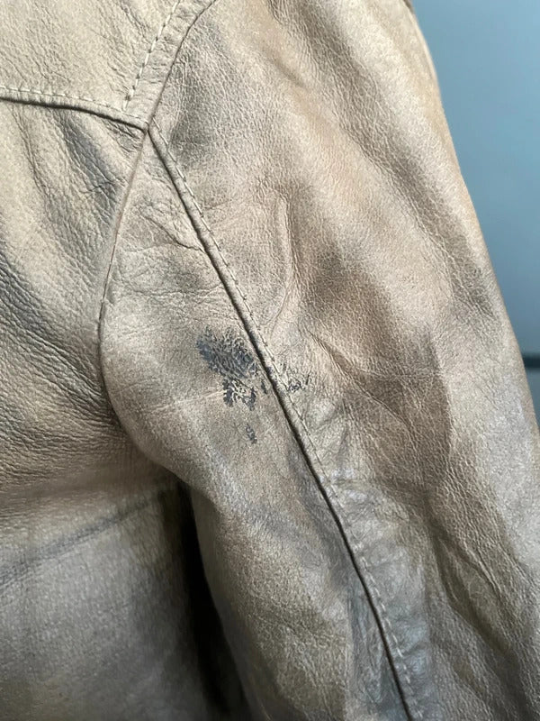 Preloved Brown Leather Shirt Shacket | Distressed Style | By All Saints Size 8-10 UK