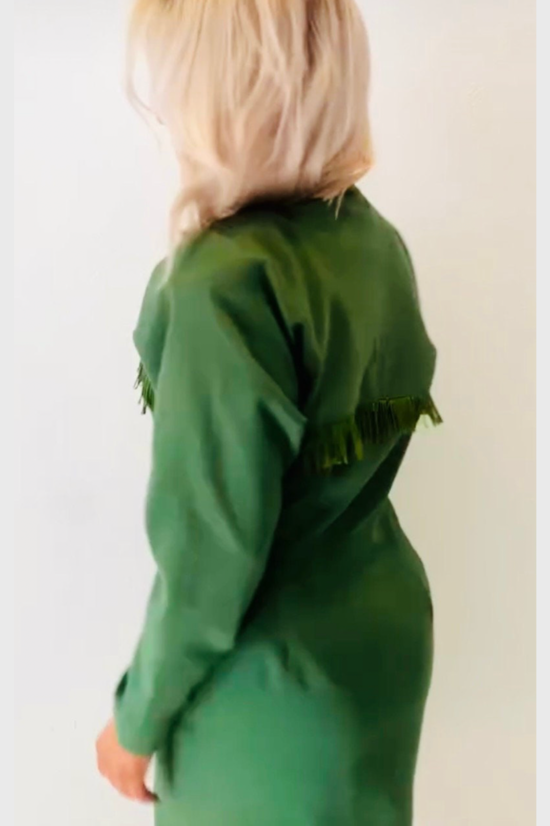 Vintage Dresses | 1980s Green Occasion  Dress with Fringing | Frock33