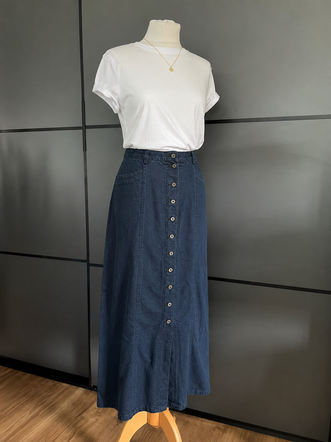 Vintage Maxi Skirt |Denim Blue | Fransa | Size 10 |Frock33