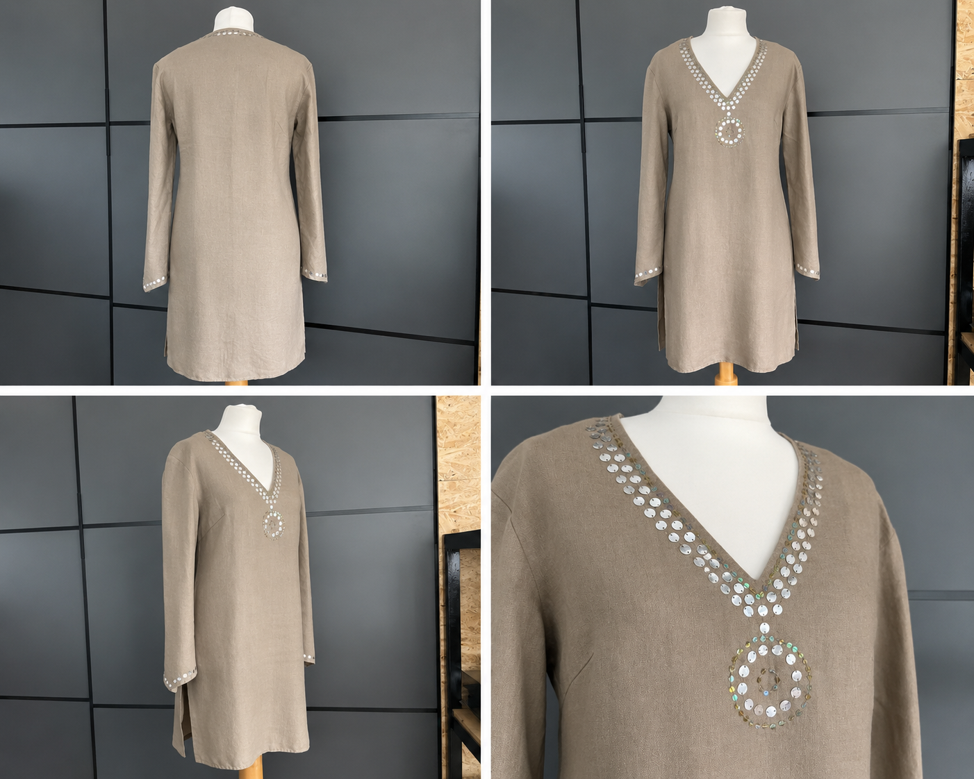 Pre-Loved Dress | Flax Linen Summer | Light Brown | Olsen | Size 10 |  Frock33