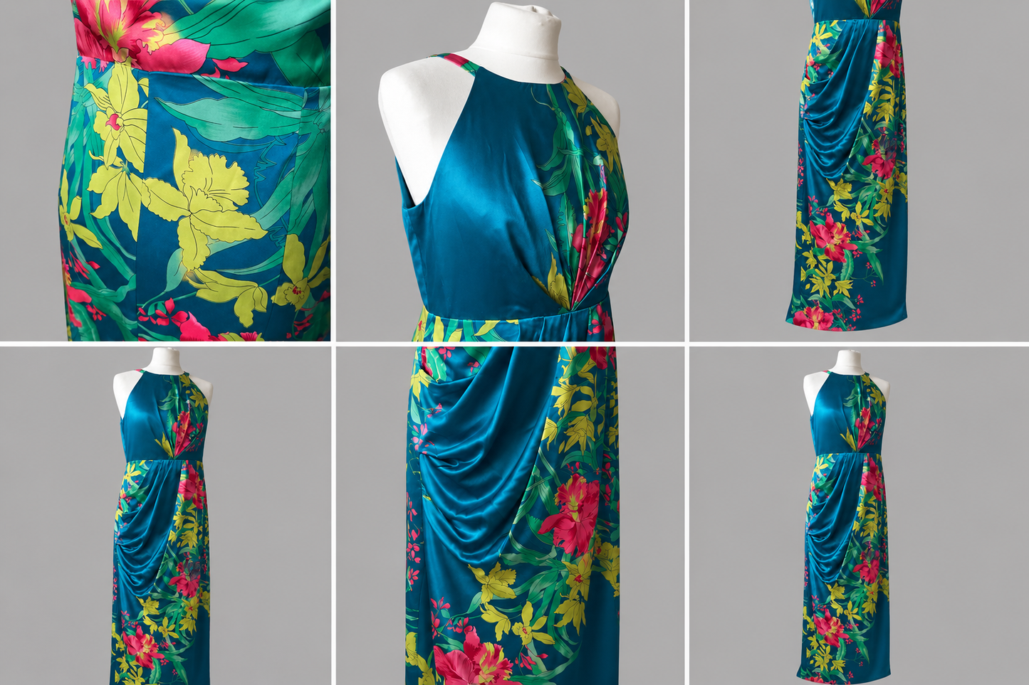 Maxi Dress | Occasion wear | Blue and Pink Silk | Monsoon| Size 12 | Frock33