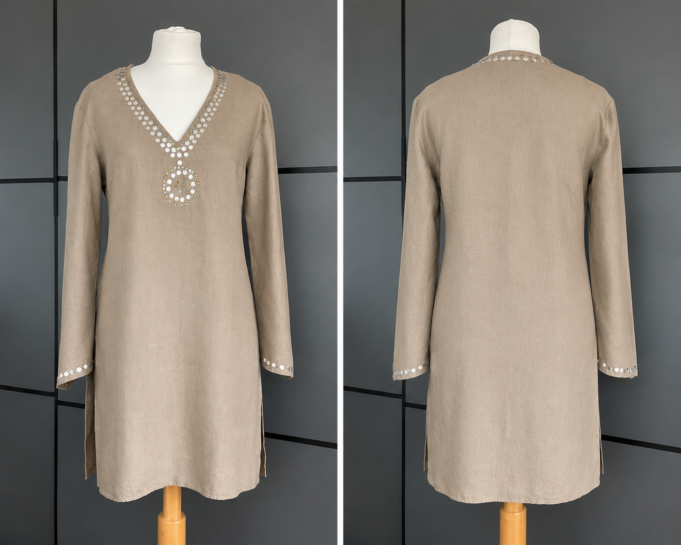 Pre-Loved Dress | Flax Linen Summer | Light Brown | Olsen | Size 10 |  Frock33