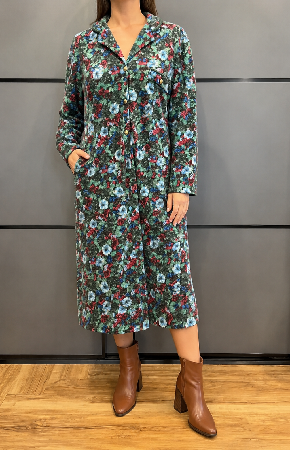 Vintage Clothing | Midi Maxi Dress | Boho 70s | Green Blue Pink | Size 14-16 | Frock33
