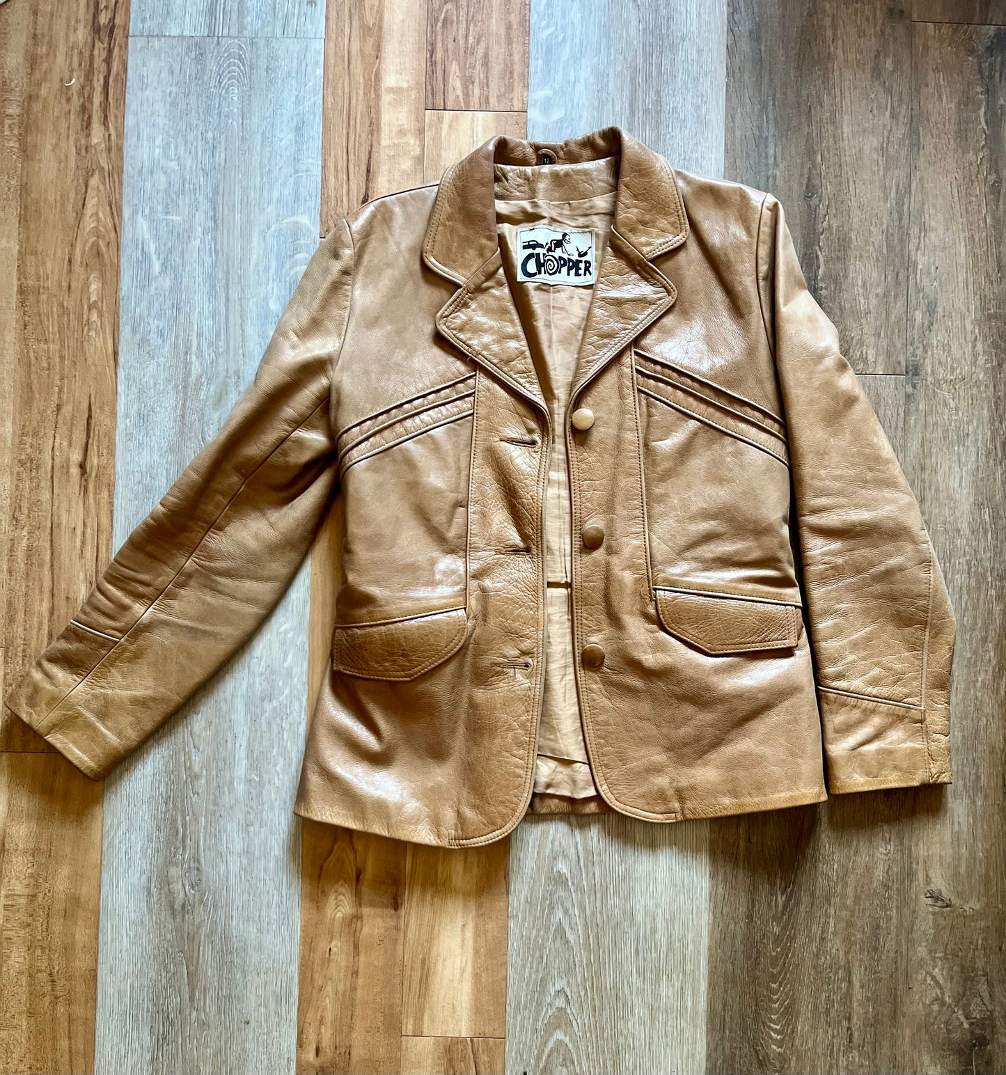 Vintage Clothing - Leather Jacket - Light Brown - Size 10- Frock 33
