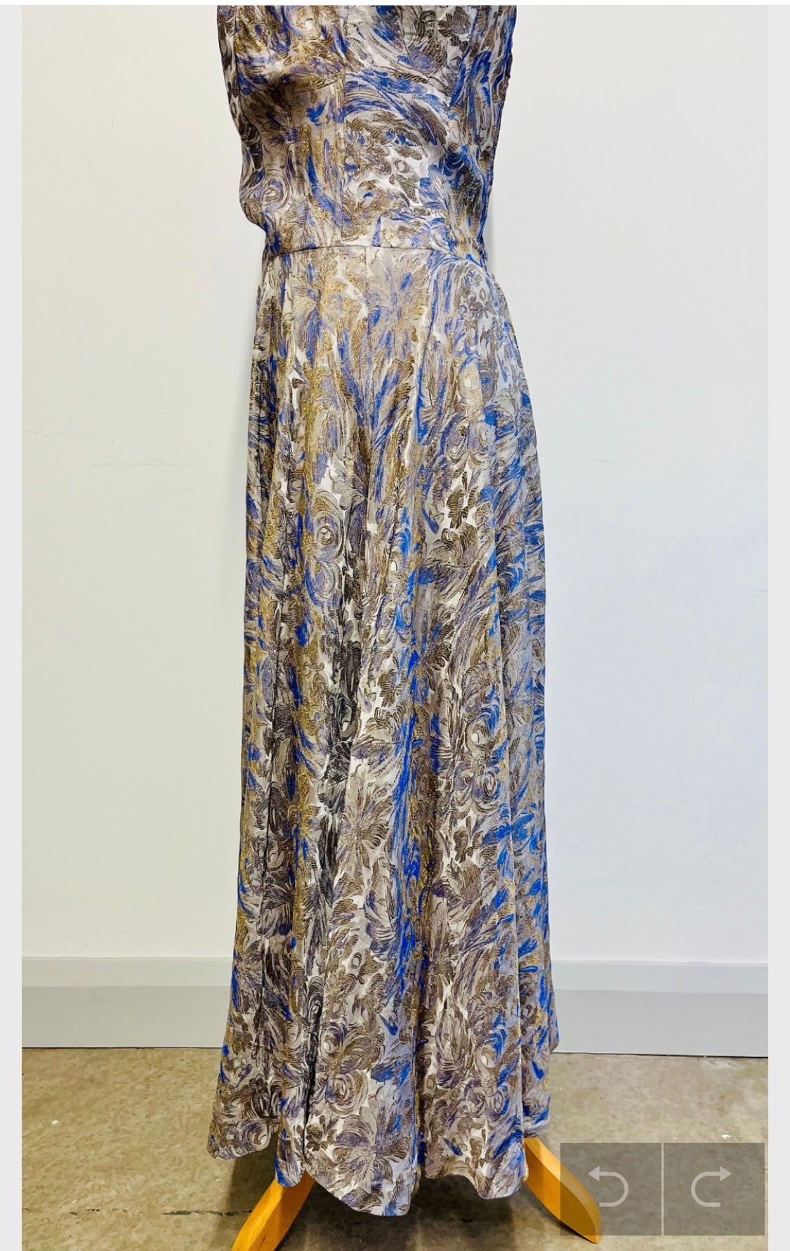 Vintage Dresses | 1950s Handmade Swing Dress in Silvery Blue, Size 12 UK | Frock33