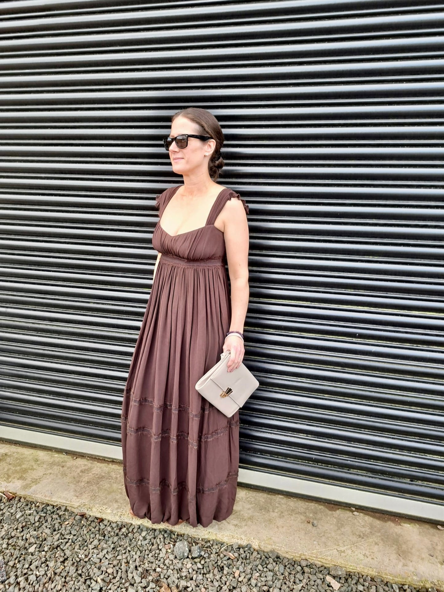 Vintage Dresses- Brown Folk Maxi - size 12- Frock33