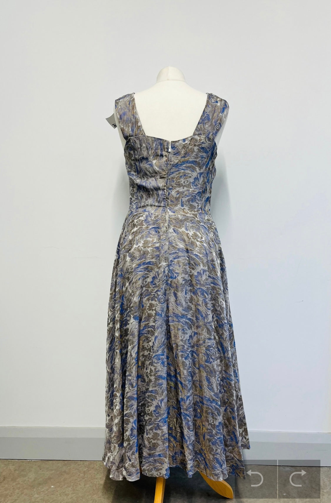 Vintage Dresses | 1950s Handmade Swing Dress in Silvery Blue, Size 12 UK | Frock33
