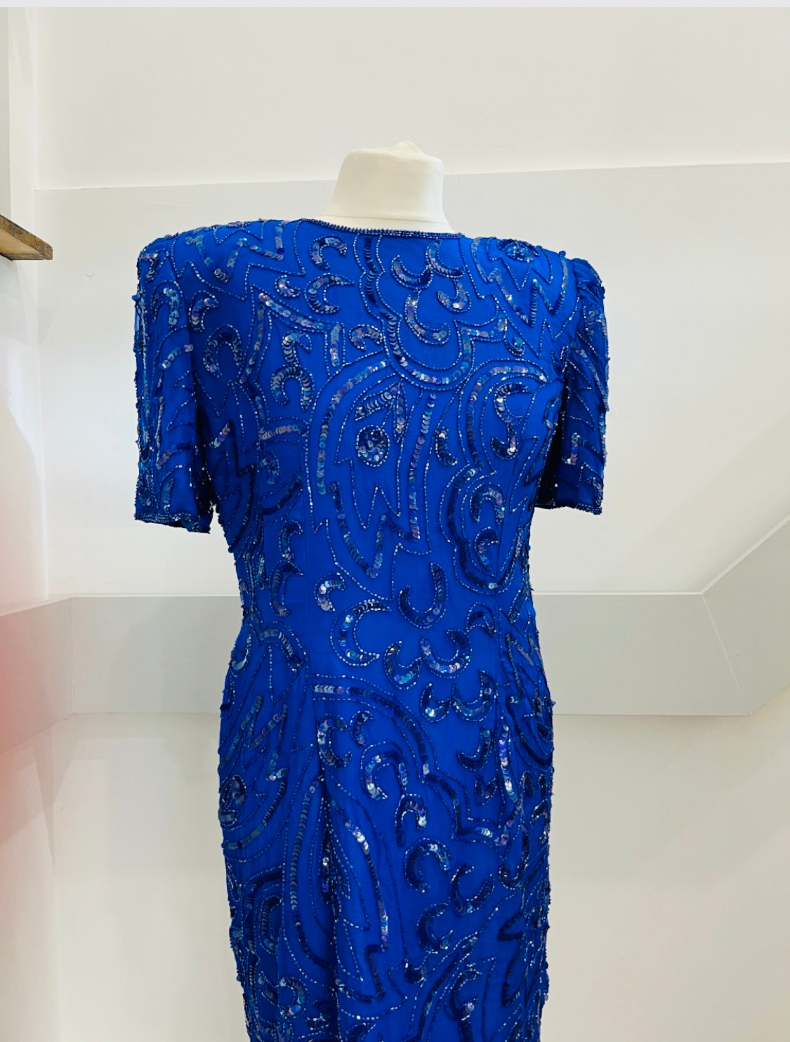 Vintage clothing- Vintage Dress-Blue Embellished 1980s - Frock33