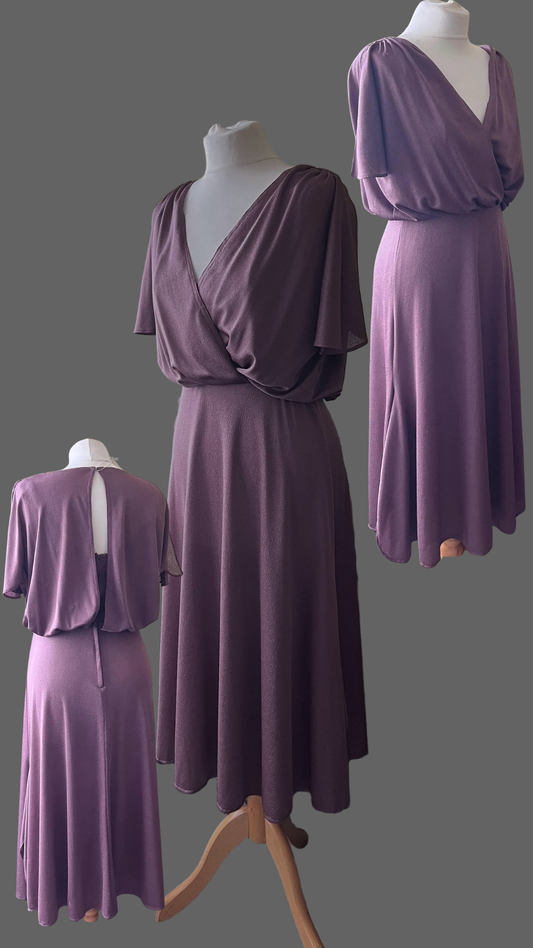 Vintage Clothing | Occasion wear |90s Midi Shimmer Wrap Dress | Size 10 | Frock33