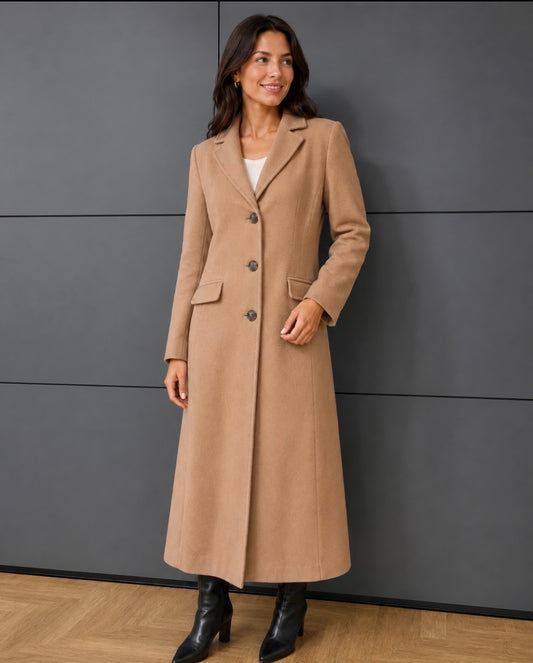 Vintage coat | Wool Blend | Tan | Full Length | size 12 | Lebek | Frock33