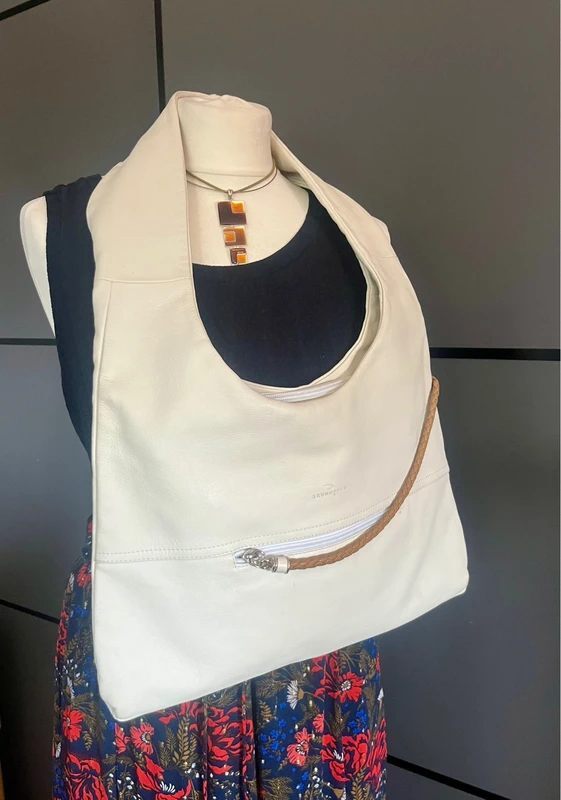 Vintage Leather Handbag | Bruno Rossi | White | Good Preloved Condition