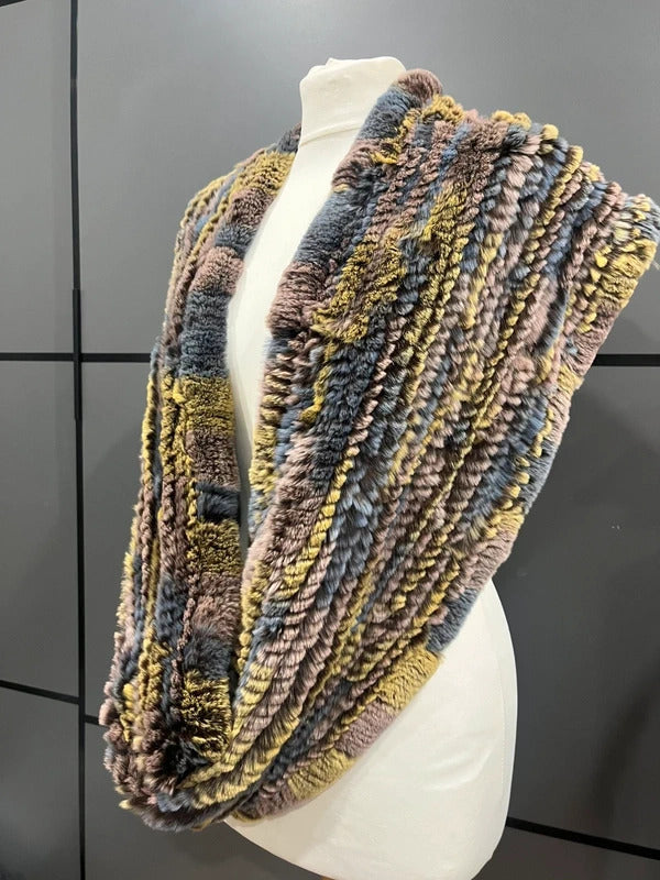 Vintage Rabbit Fur Scarf Wrap Shawl colourful