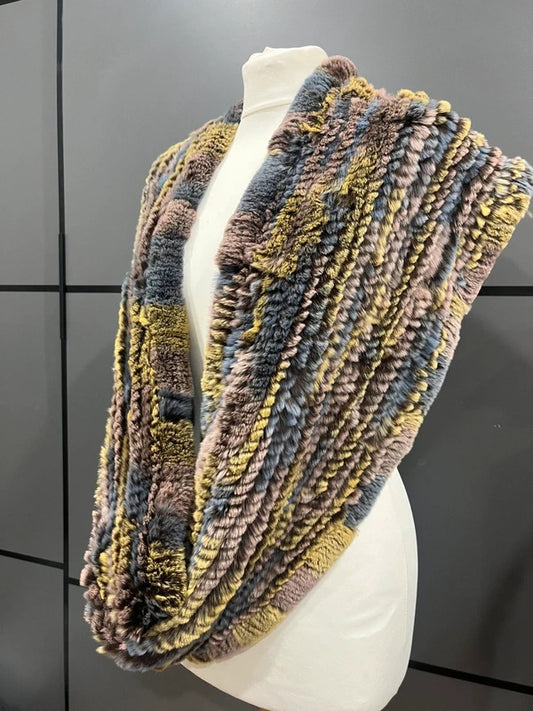 Vintage Rabbit Fur Scarf Wrap Shawl colourful