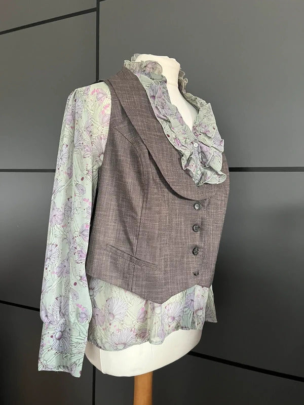 Vintage Trouser Suit | With Blouse | 90s | size 14| Brown