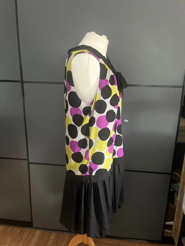 Vintage Dress| Black with Coloured Spots | Bubble Hem | Drop Waist | Teatroo