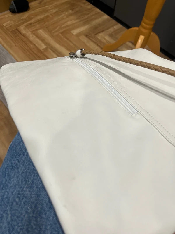 Vintage Leather Handbag | Bruno Rossi | White | Good Preloved Condition