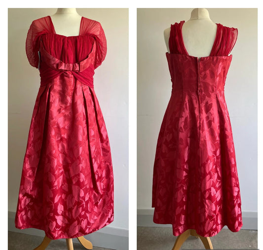 Vintage Dresses - 1950s Vintage Dress – Deep Pink Tea Dress – Rockabilly Swing Dress UK 12 / 14 - Frock33
