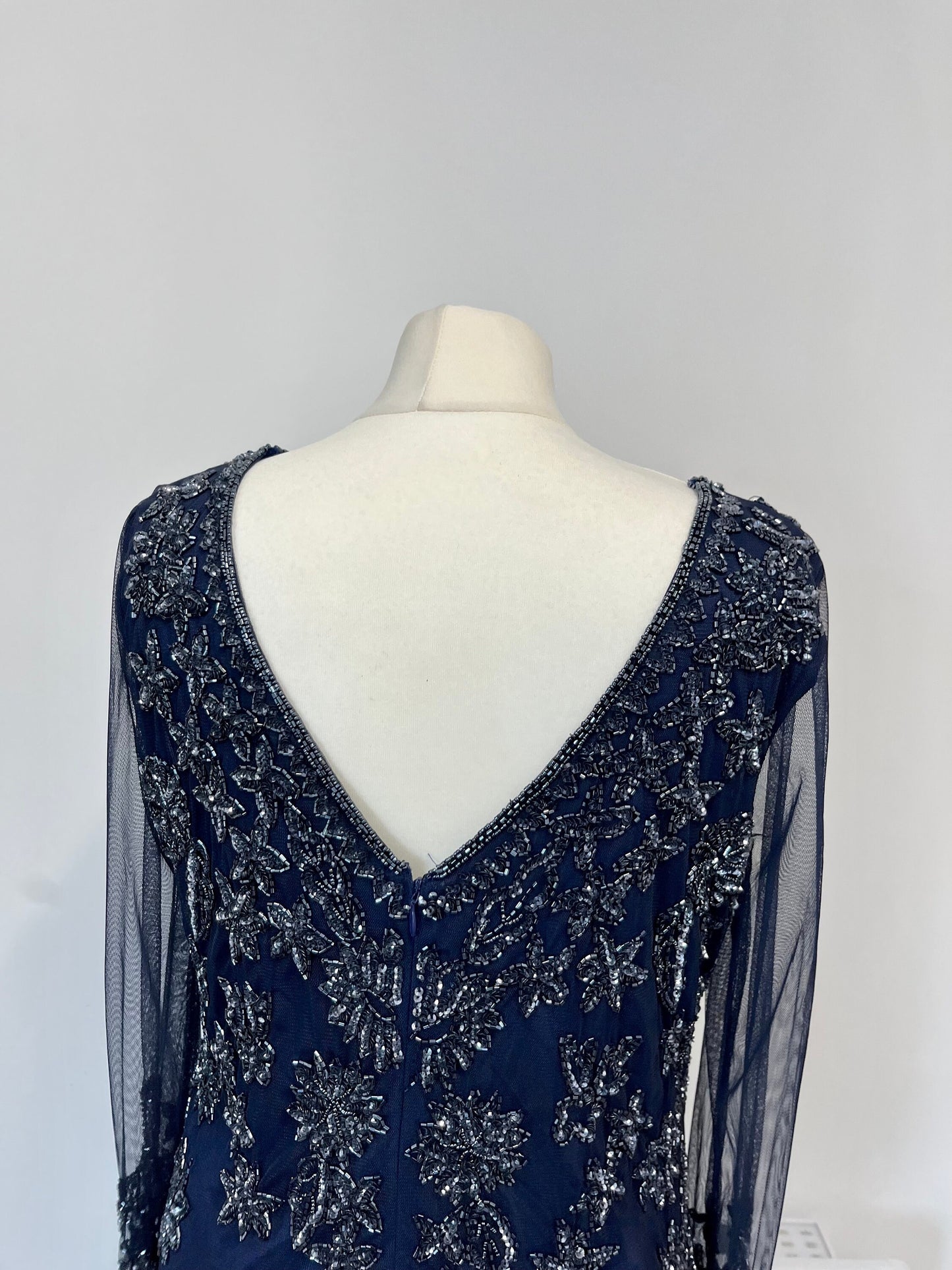 Vintage Dresses - Vintage 1980s Navy Blue Embellished Dress - Frock33