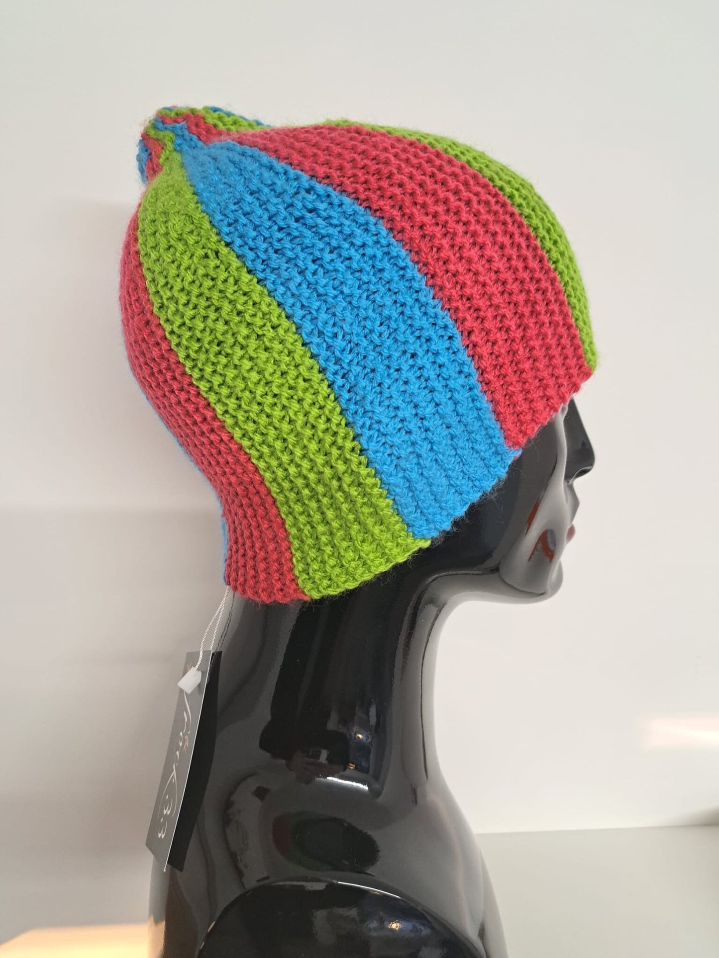 Vintage Clothing - Vintage Hat - Colourful Beanie - 1990s - Striped Design- Beanie Frock33