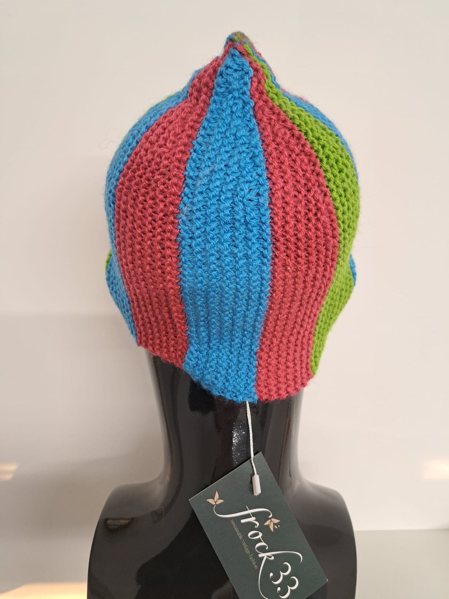 Vintage Clothing - Vintage Hat - Colourful Beanie - 1990s - Striped Design- Beanie Frock33