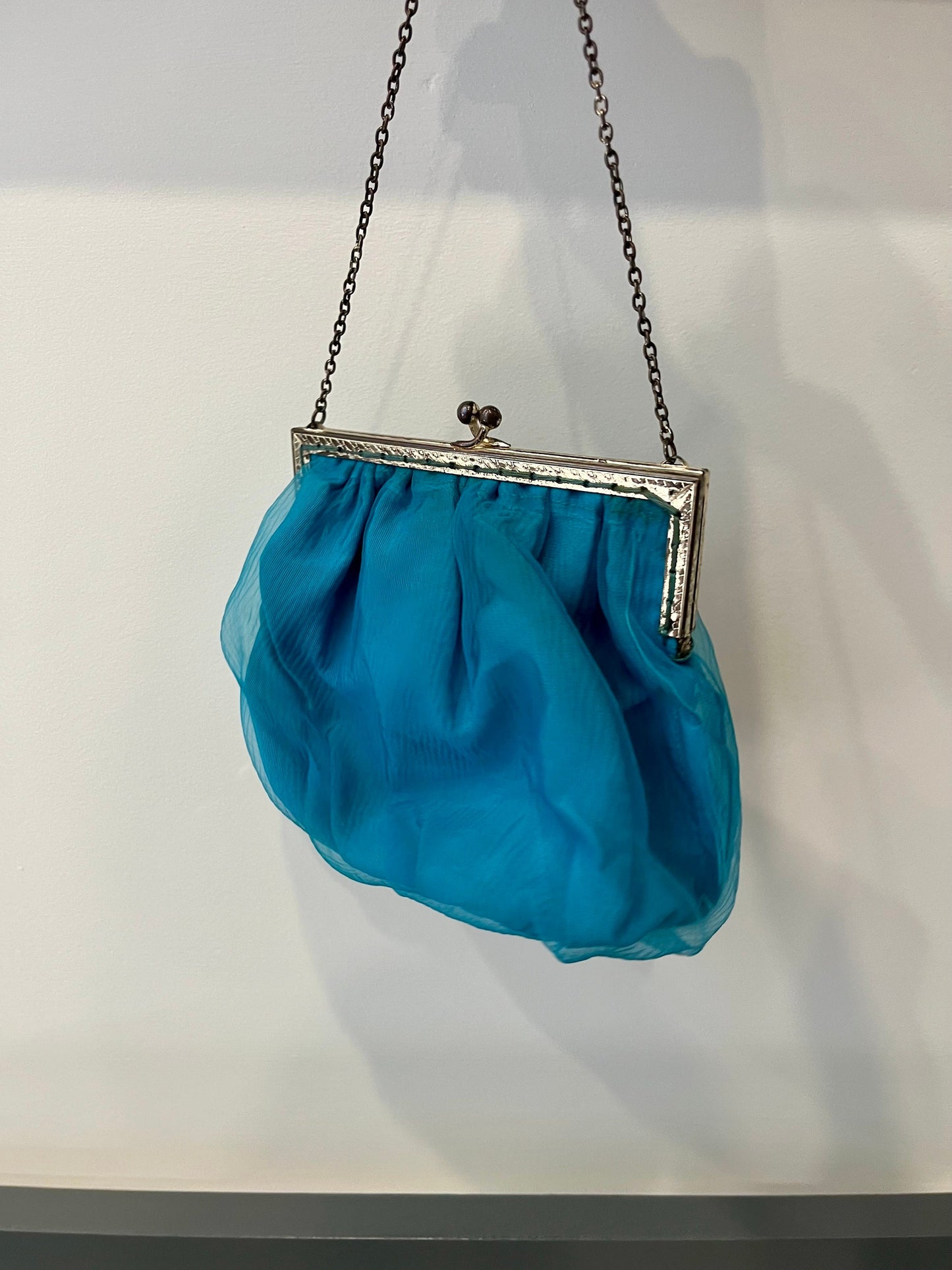 Vintage Accessories -Vintage Bag Art Deco 1950s - Teal Blue- Frock 33