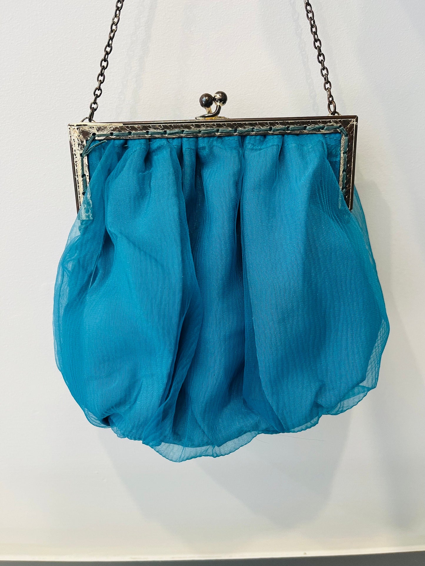 Vintage Accessories -Vintage Bag Art Deco 1950s - Teal Blue- Frock 33