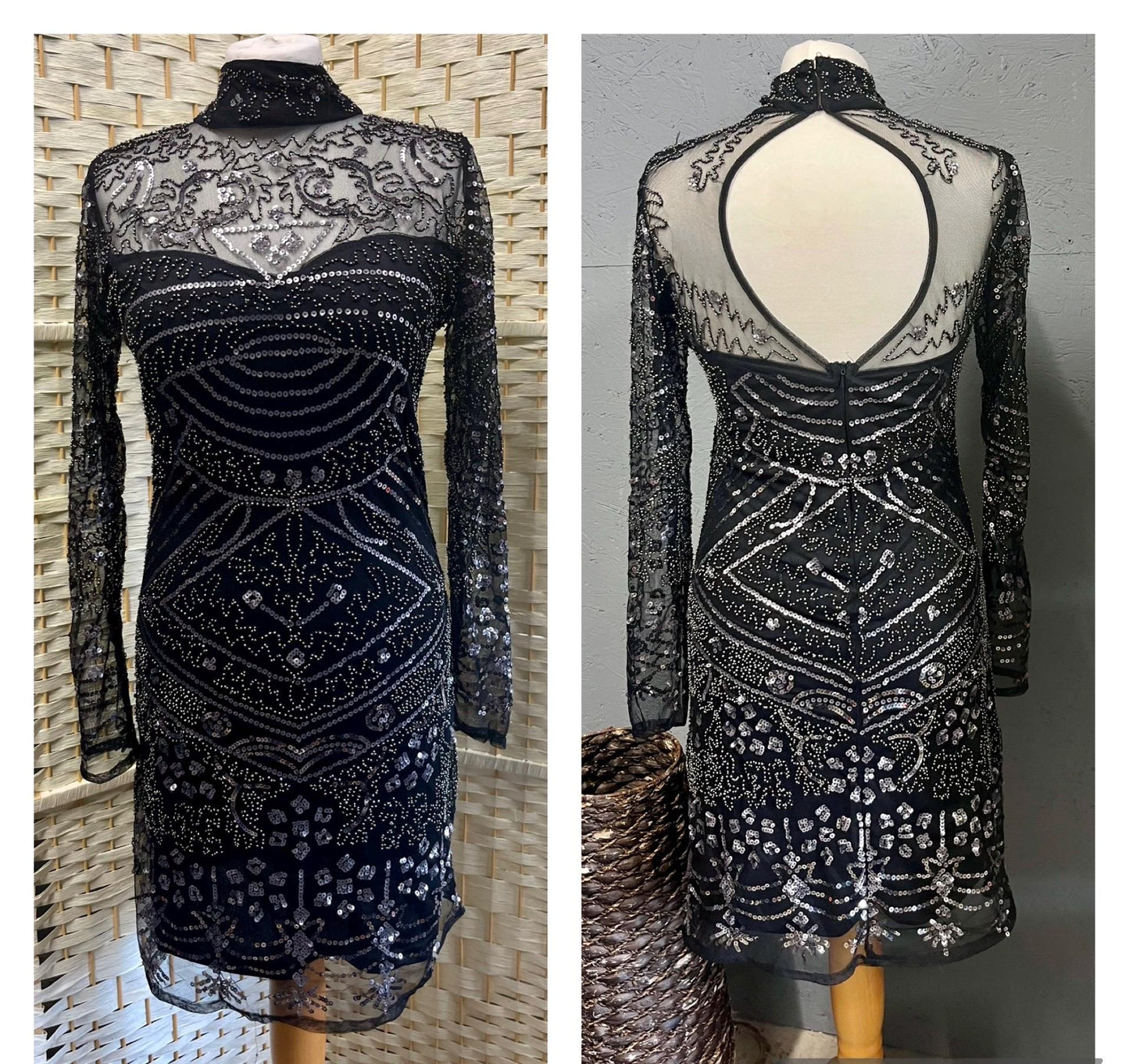 Vintage Clothing- Vintage Dress- 1990s- by Paccio - embellished sequinned size 8 Frock33