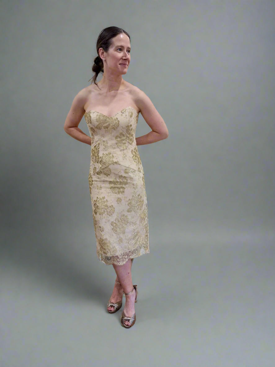 Vintage Dress- Sweetheart Neckline- size 6/8Uk strapless dress with - Fishtail - 90s vintage - Frock33