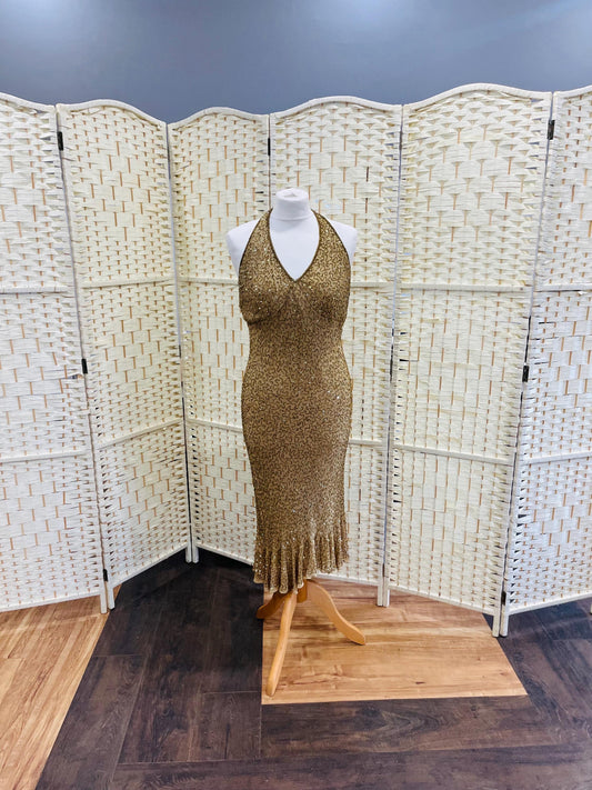 Vintage Dresses- Gold Halterneck