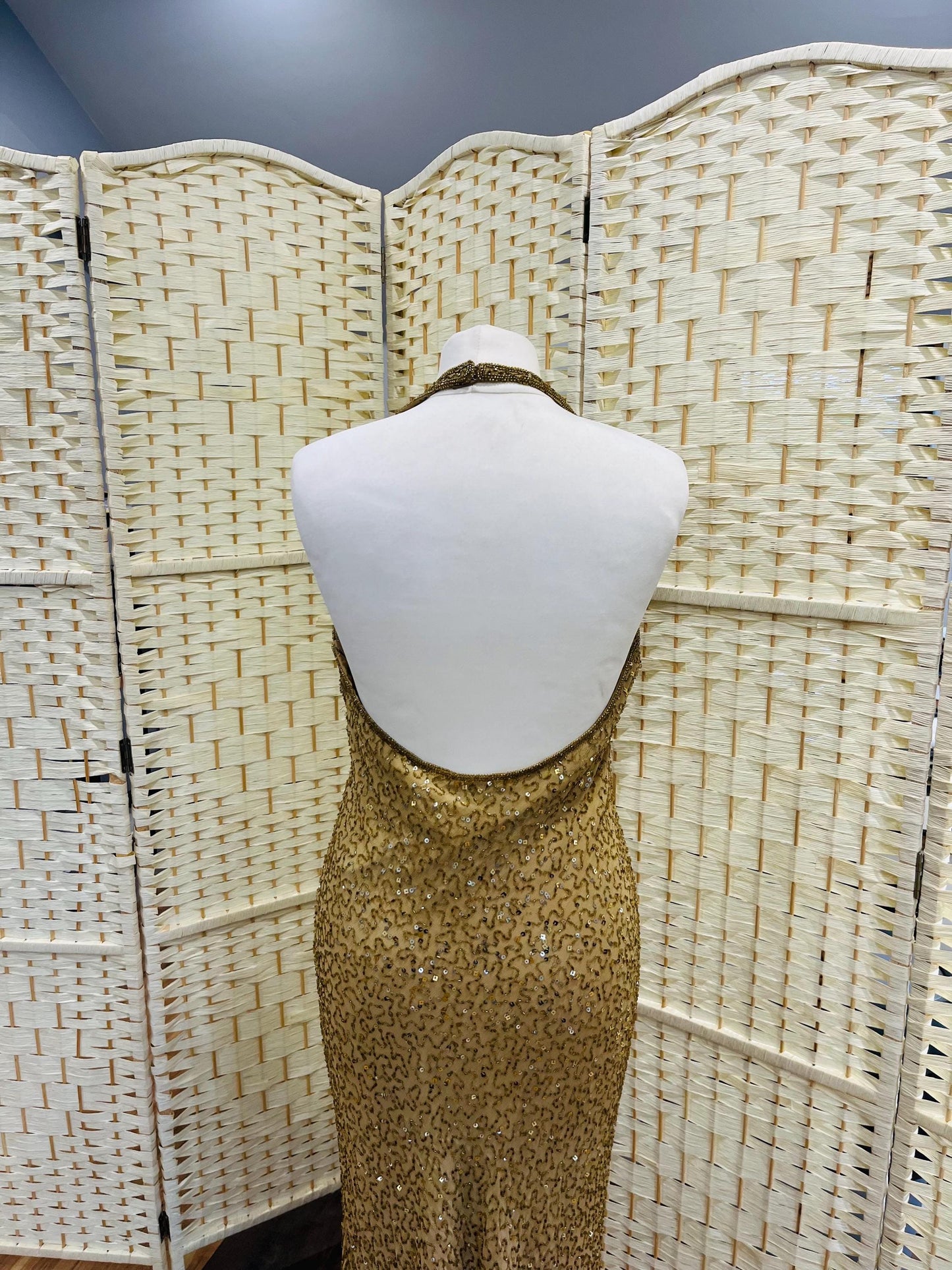Vintage Dresses- Gold Halterneck