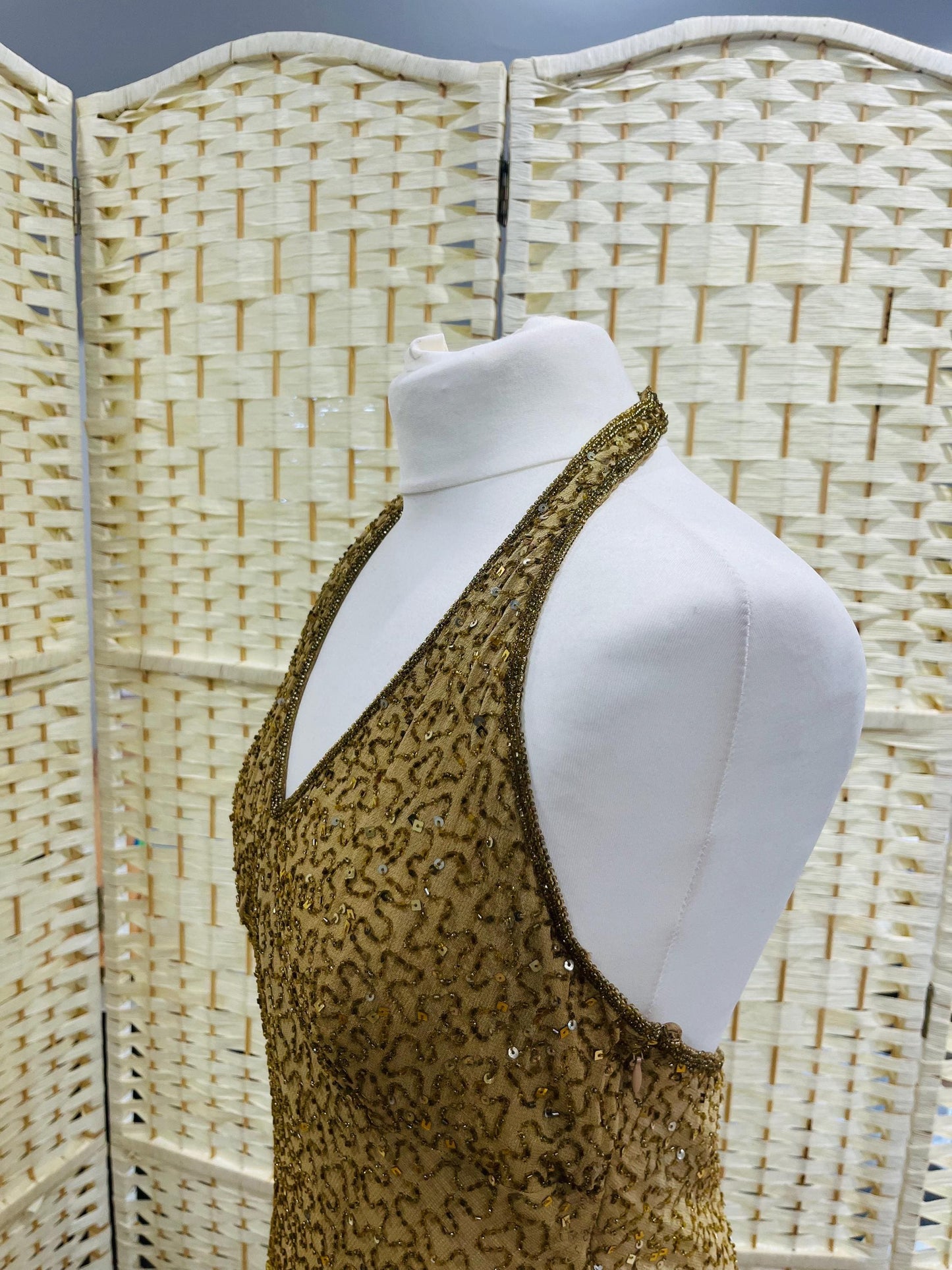 Vintage Dresses- Gold Halterneck