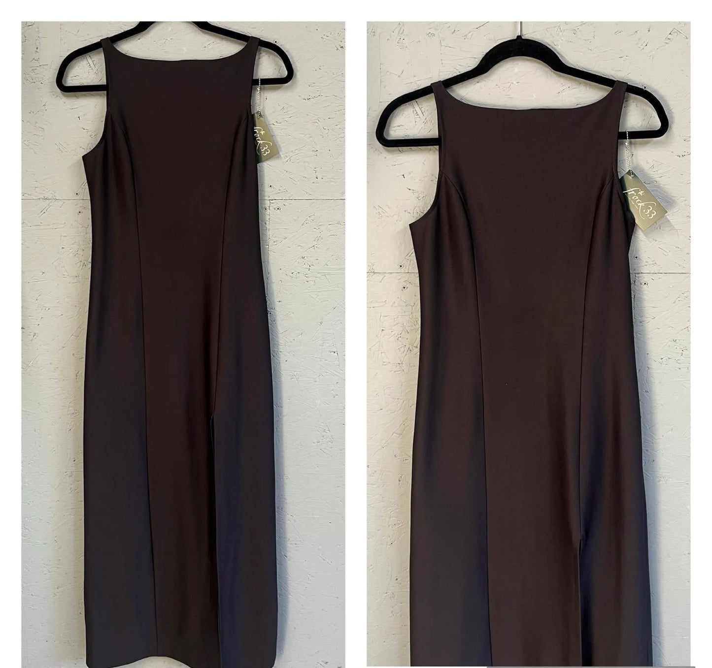 Vintage Clothing - Vintage Maxi Dress - 90s Fashion - Black maxi with Slit - Size 10UK - Frock33