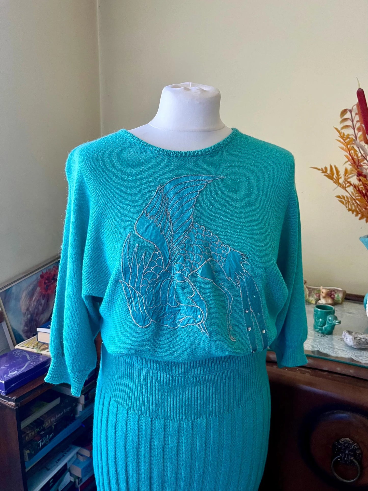 Vintage Clothing - Vintage Two Piece - 1980s -   Teal Blue Pleated Skirt and Top by Emerco  - Frock33