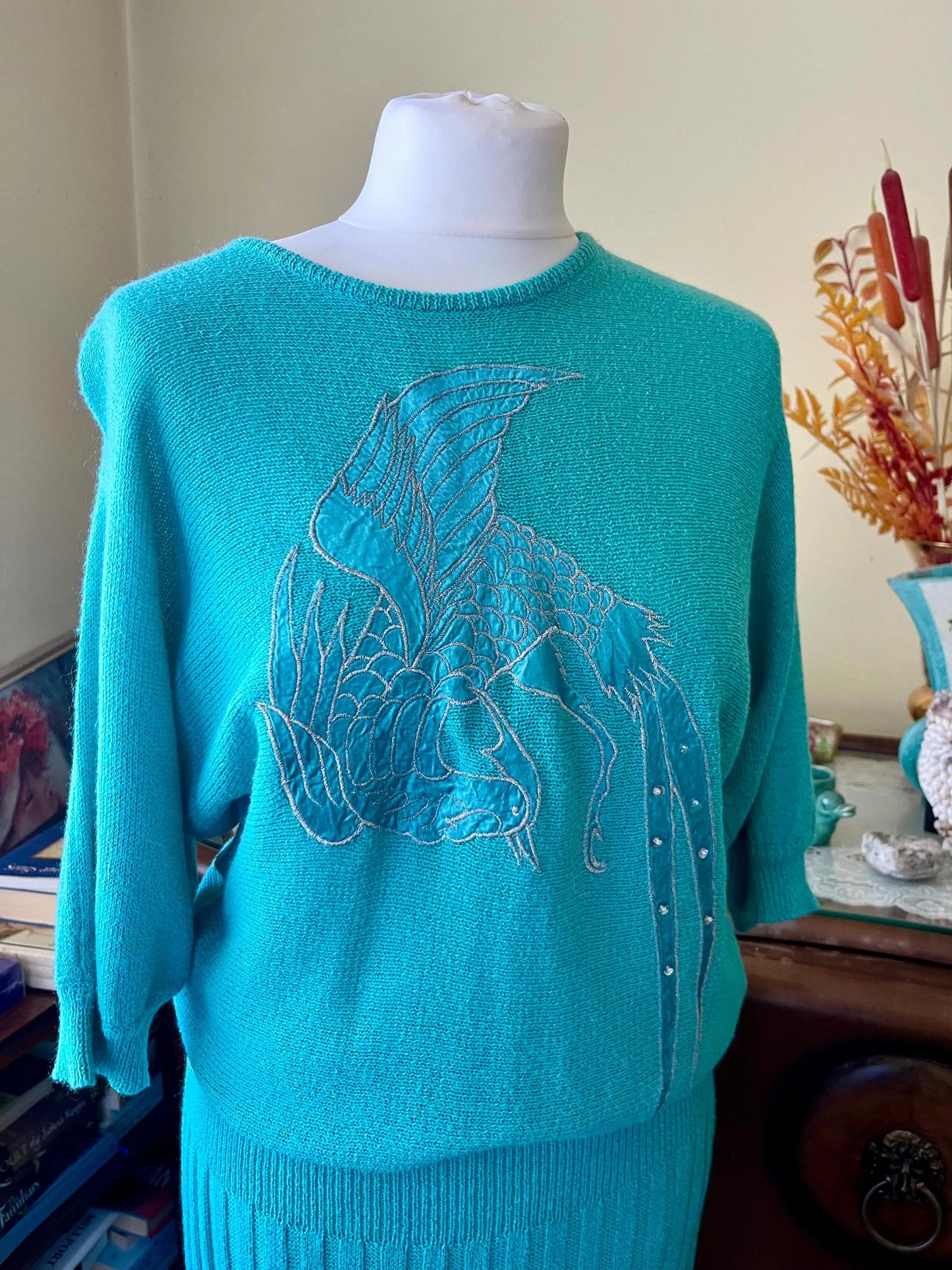 Vintage Clothing - Vintage Two Piece - 1980s -   Teal Blue Pleated Skirt and Top by Emerco  - Frock33