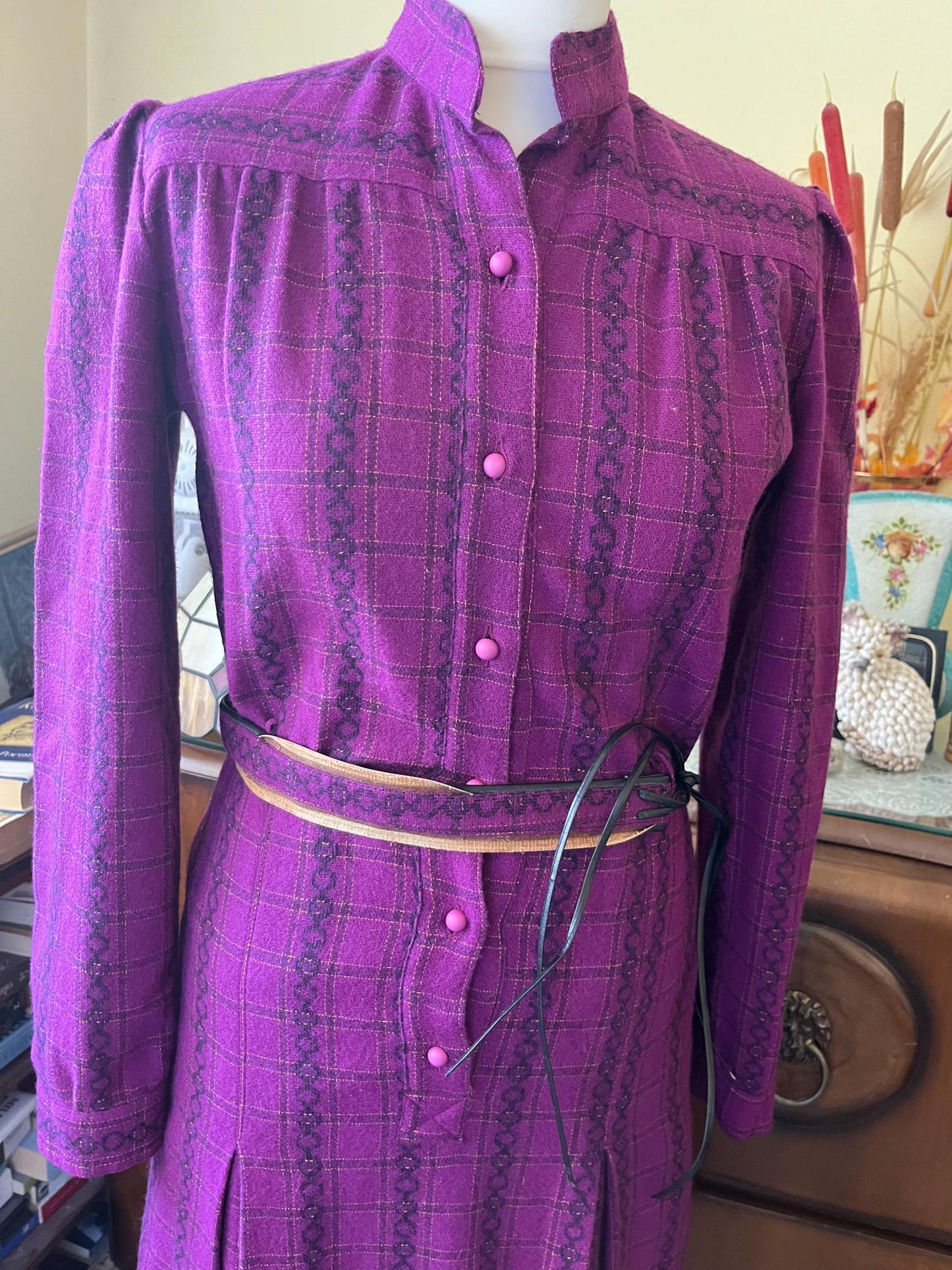 Vintage Clothing -Vintage Dress - Purple Dress - Size 8 - 10 Frock 33