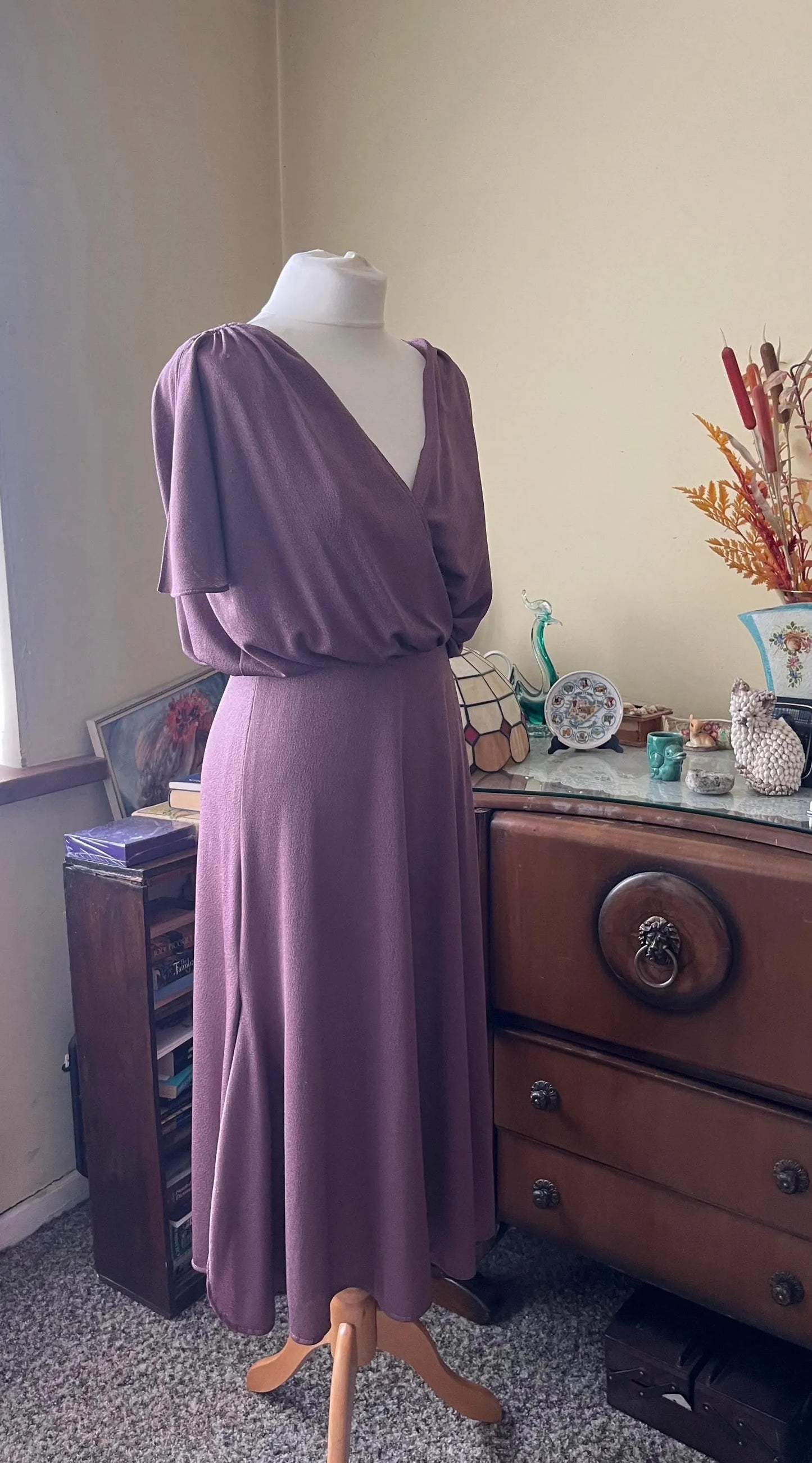 Vintage Clothing -Vintage Dress - Purple Shimmer Wrap Party Dress - Size 12 -90s Fashion - Frock33