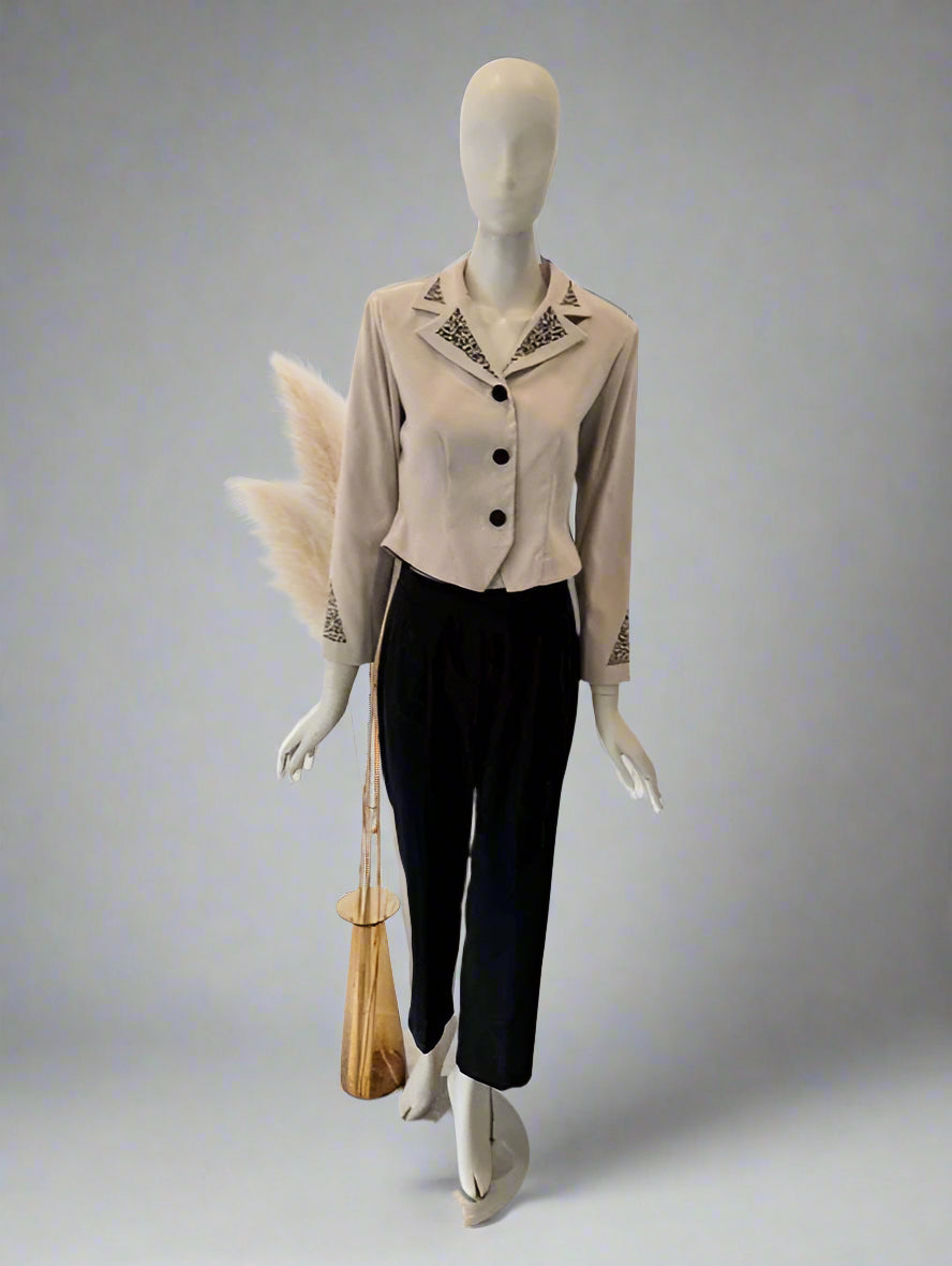 Vintage Clothing - Vintage Trouser Suit - 1980s - Animal print - petite size 8 - 10 UK - Frock33