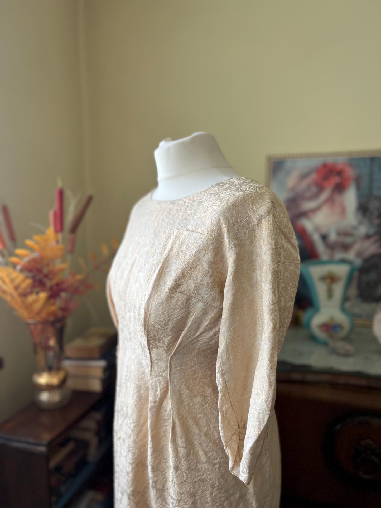 Vintage clothing- Vintage Dress- MIDI Dress- gold- size 10- frock33