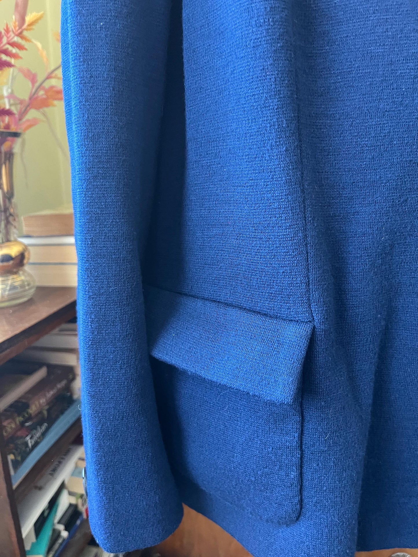 Vintage clothing-1970s Vintage Blazer Jacket Navy dark blue - Italian blazer - Double Knit Wool Blend - Size 12