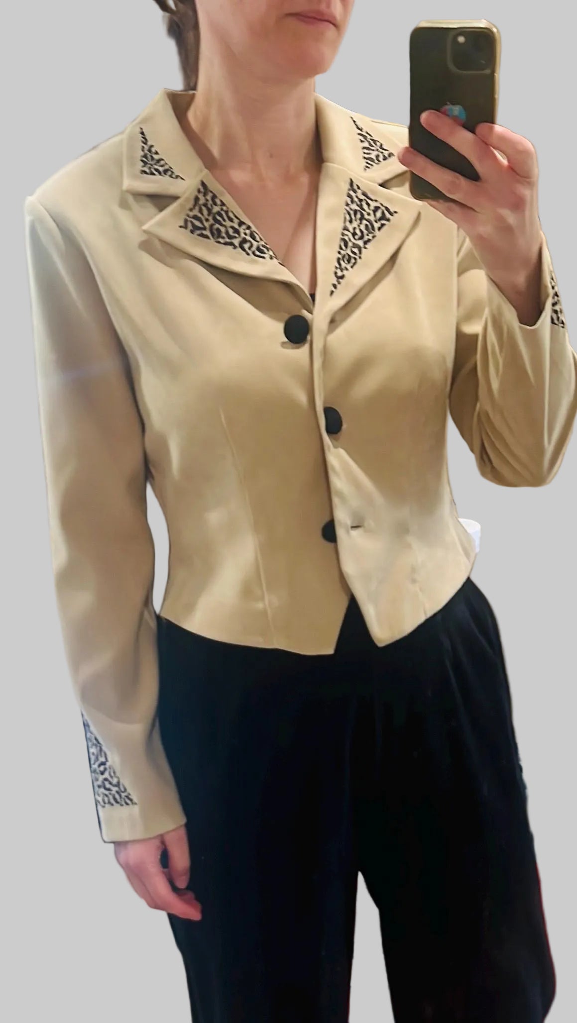 Vintage Clothing | Vintage Trouser Suit - 1980s Black & Animal print | 8 - 10 UK | Frock33